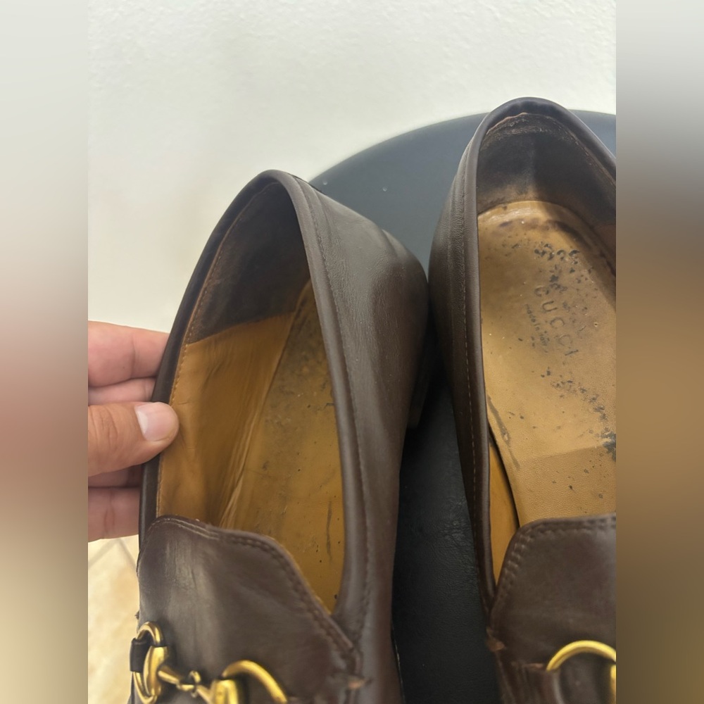 GUCCI Jordaan Horsebit Brown Leather Loafer 44 / 11 US Moccasin $1100 - Picture 4 of 16